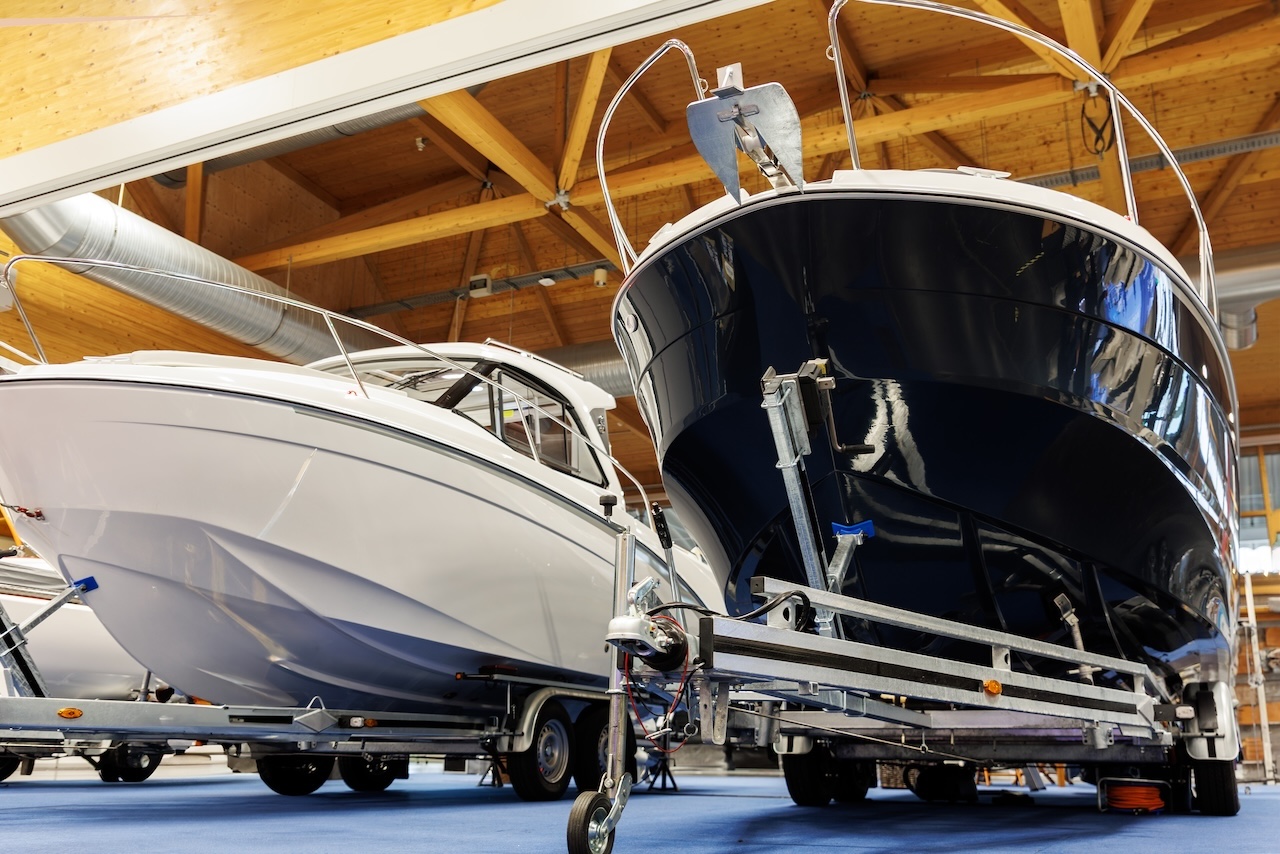 boats in boat storage facility